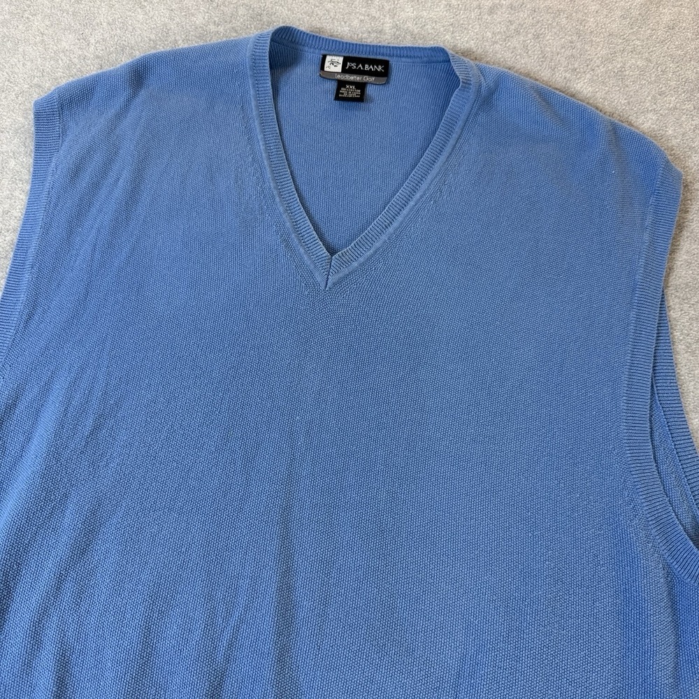 Jos A. Bank Leadbetter Golf Sweater  EST Mens XXL Blue 100% Cotton VNeck Knit - Picture 2 of 7